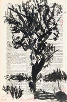 Bronwyn Law-Viljoen and William Kentridge; 'William Kentridge: Flute' (book edited by Bronwyn Law-Viljoen, published by David Krut) and 'Tree' (ink drawing), two