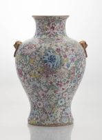 A Chinese famille-rose mille fleurs vase, mid 20th century