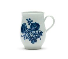 A Worcester blue and white 'Three Flowers' pattern tankard, 1755 - 1790