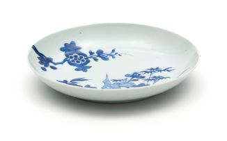 A Chinese blue and white dish, Qing Dynasty, early 19th century