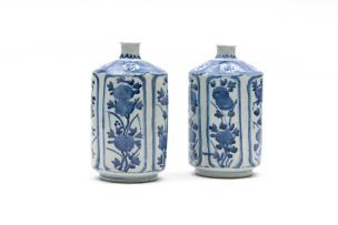 A pair of Japanese blue and white tokoro, 18th century
