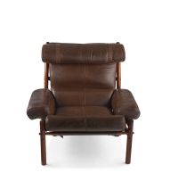 An Arne Norell Colombian rosewood and leather upholstered Inca chair, Sweden, designed in 1968, manufactured by Scanform, Columbia, 1960s