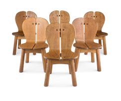 A set of six Dutch oak and plywood side chairs, 20th century