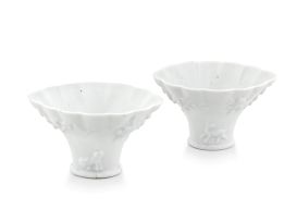 A pair of Chinese Dehua libation cups, Qing Dynasty, 17th/18th century