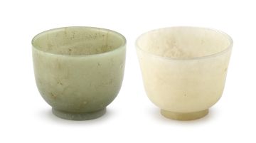 A Chinese celadon carved jade cup, Qing Dynasty, 19th century