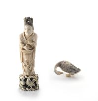 A Chinese ivory carving of a figure of a maiden, 19th century
