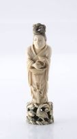 A Chinese ivory carving of a figure of a maiden, 19th century