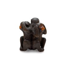 A wood netsuke of the ‘Three Wise Monkeys’ (Sambiki Saru), 19th century