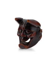 A wood Noh mask netsuke of Hannya, late 18th/early 19th century