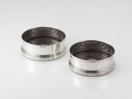 A pair of South African silver wine coasters, .925 sterling