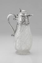 A Victorian silver-mounted glass claret jug, W&G Sissons, Sheffield, 1889