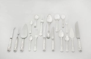 An assembled set of Kings Pattern electroplate flatware, 20th century