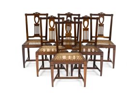 A harlequin set of six Cape Neoclassical stinkwood side chairs, late 18th/early 19th century