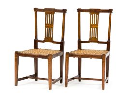 A pair of Cape Neoclassical stinkwood and yellowwood inlaid side chairs, early 19th century