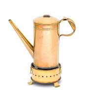 A Cape brass and copper coffee pot and konfoor, Frederik Nicolaas van As, 1883