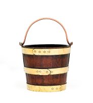 A Cape teak and copper brass-bound water bucket, 19th century