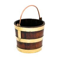 A Cape teak and copper brass-bound water bucket, 19th century