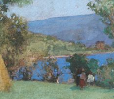 George Houston; Figures by a Lake