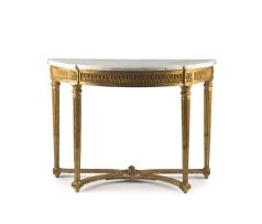 A George I giltwood marble-topped console table, 18th century