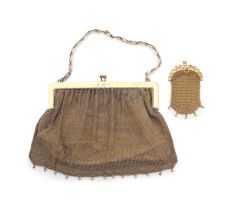 9ct gold mesh handbag, maker's initials GRE, with import marks for London 1909