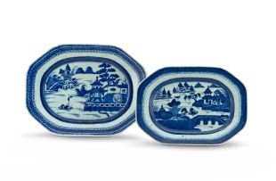 A Chinese Export blue and white rectangular dish, Qing Dynasty, 18th/19th century
