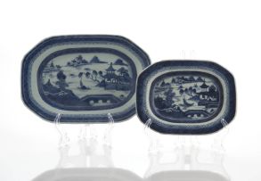 A Chinese Export blue and white rectangular dish, Qing Dynasty, 19th century