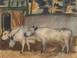 Pranas Domsaitis; Three Cows in a Pen