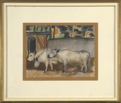 Pranas Domsaitis; Three Cows in a Pen
