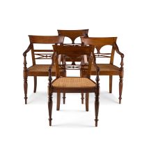 Three Regency style Anglo-Indian teak armchairs, 19th century