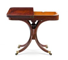 A late Regency mahogany tea table, retailed by Norman Adams Ltd