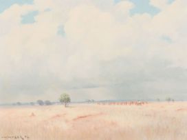 Willem Hermanus Coetzer; Cattle in a Grassy Landscape