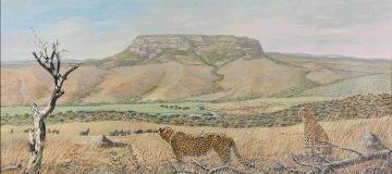 Giuseppe Bottero; Cheetah in a Landscape