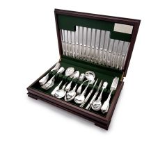 A Butler silver-plated Fiddle, Thread and Shell pattern canteen of cutlery, Sheffield, circa 1984