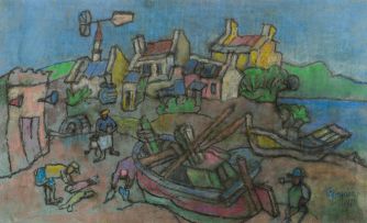Gregoire Boonzaier; Fishermen's Cottages and Boats, Cape
