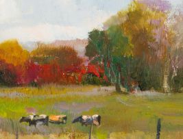 Errol Boyley; Autumn Landscape with Grazing Cattle