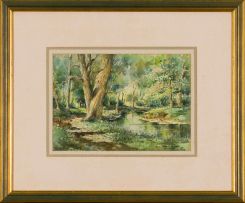 Gabriel de Jongh; Landscape with River and Trees