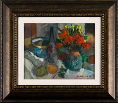 Eben van der Merwe; Still Life with Vase of Flowers