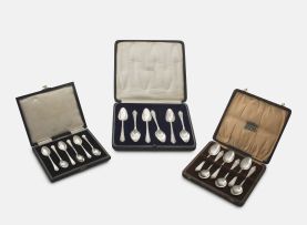 A set of six Elizabeth II silver Dog Nose pattern coffee spoons, Barker Brothers Silver Ltd, Birmingham, 1957