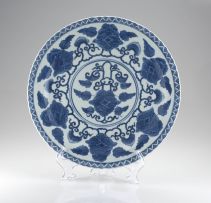 A Chinese blue and white plate, Qing Dynasty, 19th century