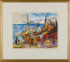 Irma Stern; Fishing Boats on the Beach