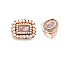 Georgian pearl and gold mourning brooch