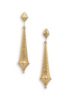 Pair of Victorian 9ct gold pendant earrings