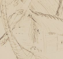 Alexis Preller; Island Sketch with Palm Trees