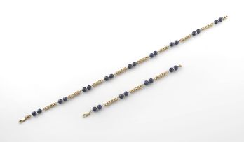 Lapis lazuli bead and gold necklace