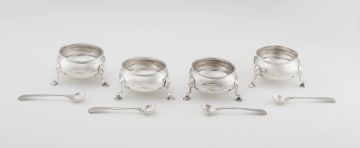 A set of four George V silver presentation table salts, D & J Wellby Ltd, London, 1913