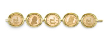 18ct gold and Half Kruger coin bracelet, 1982-1985