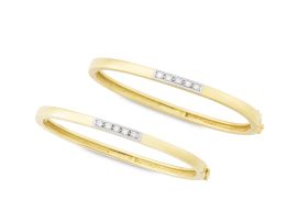 Pair of diamond and gold bangles
