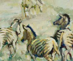 Zakkie Eloff; Zebra on a Grassy Plain