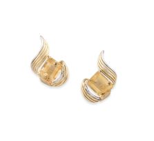 Pair of citrine and 18ct yellow and white gold earrings