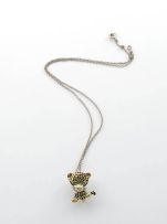 18ct gold, diamond, emerald and black enamel pendant/brooch